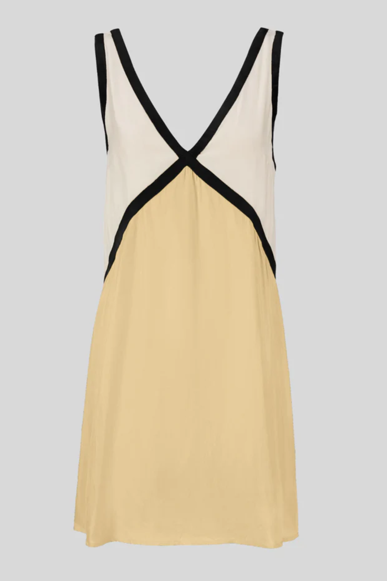 Clarette – Colour-block elegance – V-neck mini dress-15148419023232-Santi Vento Atelier