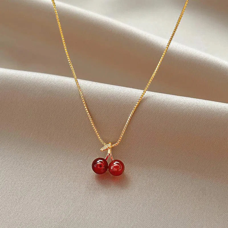Clarisse – Gold-plated – Cherry charm necklace-15137989099904-Santi Vento Atelier