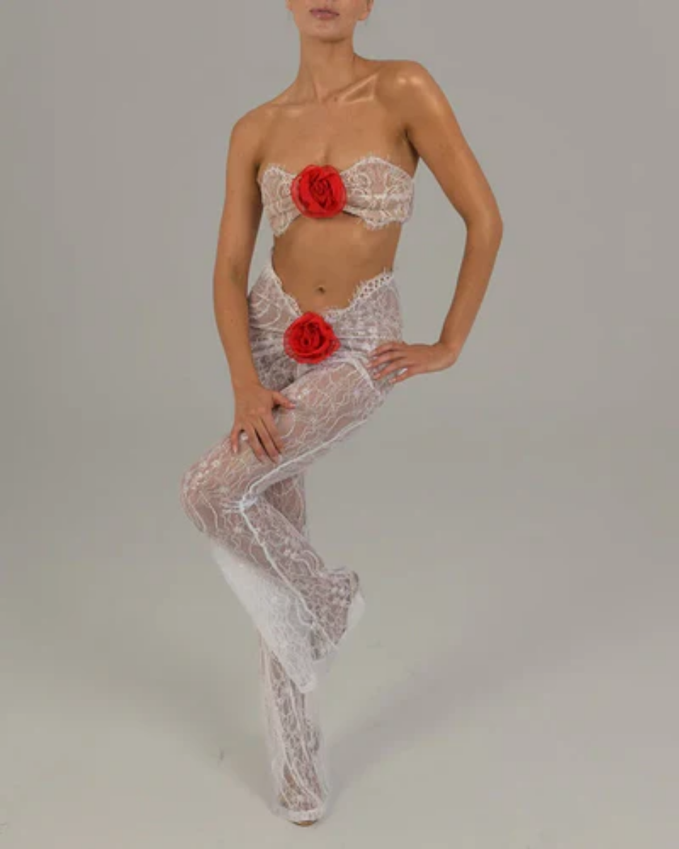 Clémanthe – Sheer lace elegance – Chiffon rose jumpsuit-15140897816960-Santi Vento Atelier