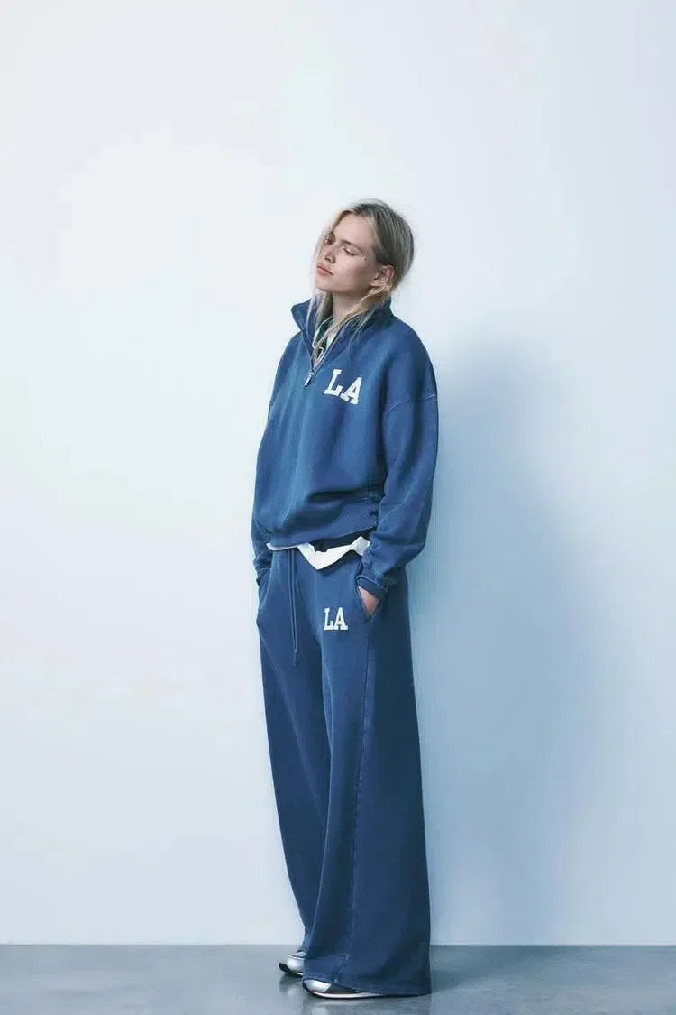 Damaris – Half-zip pullover & cuffed pants– LA lounge set-15141242143104-Santi Vento Atelier