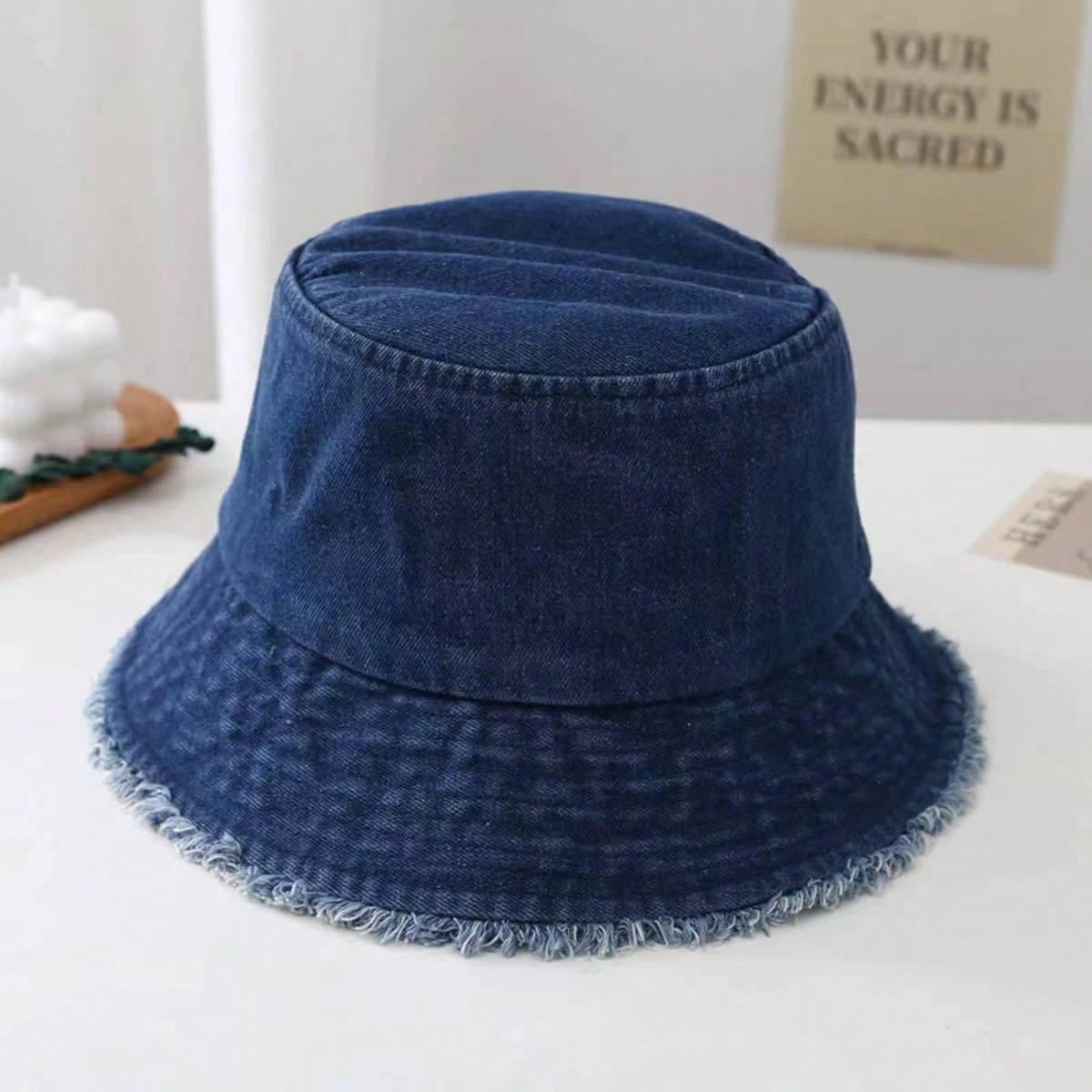 Delvia – Frayed brim – Denim bucket hat-15145725264256-Santi Vento Atelier