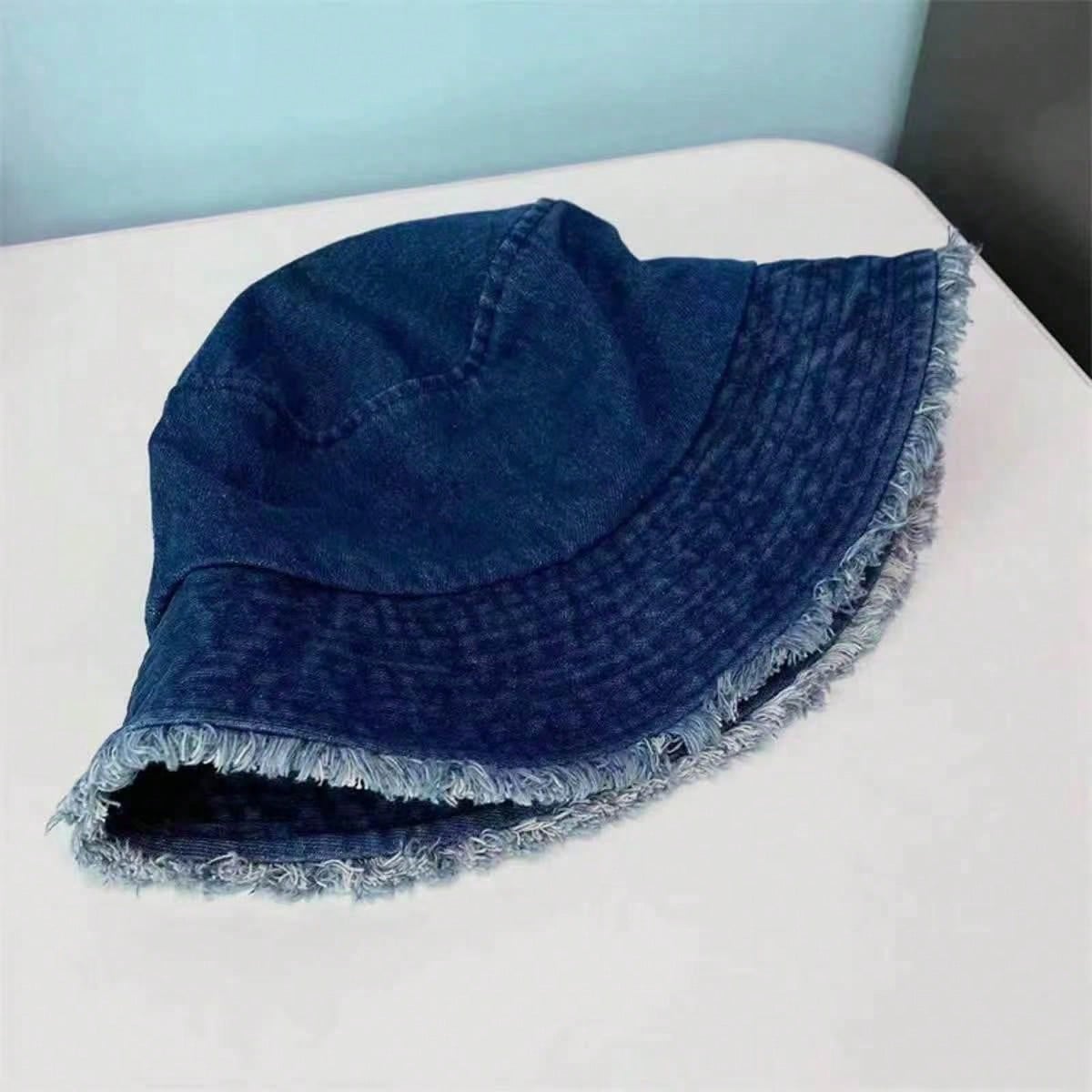 Delvia – Frayed brim – Denim bucket hat-15145725264256-Santi Vento Atelier