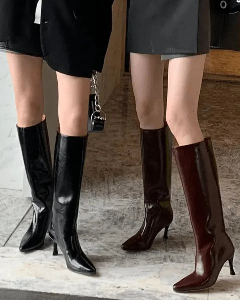 Donatella – Knee-high design – Faux leather heeled boots-15137991164288-Santi Vento Atelier