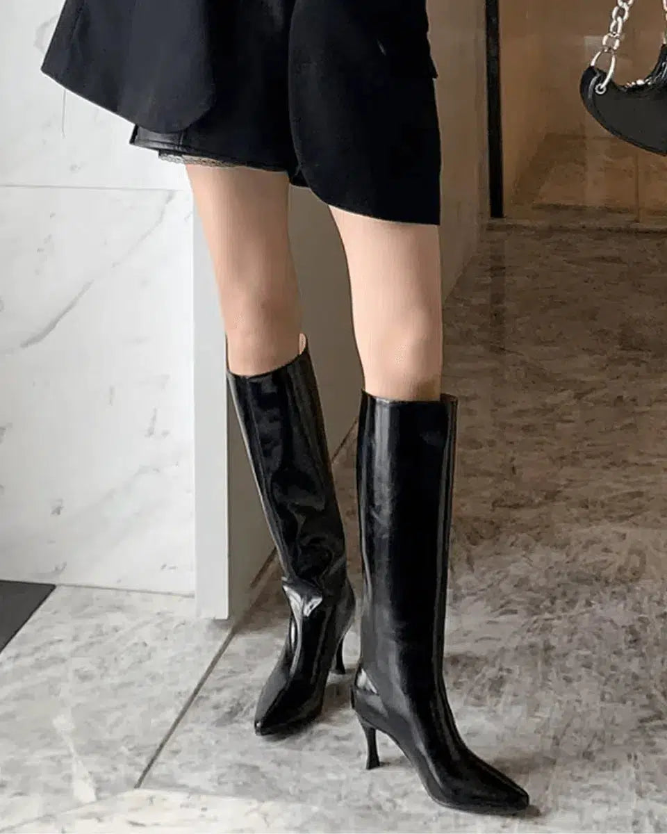 Donatella – Knee-high design – Faux leather heeled boots-15137991164288-Santi Vento Atelier