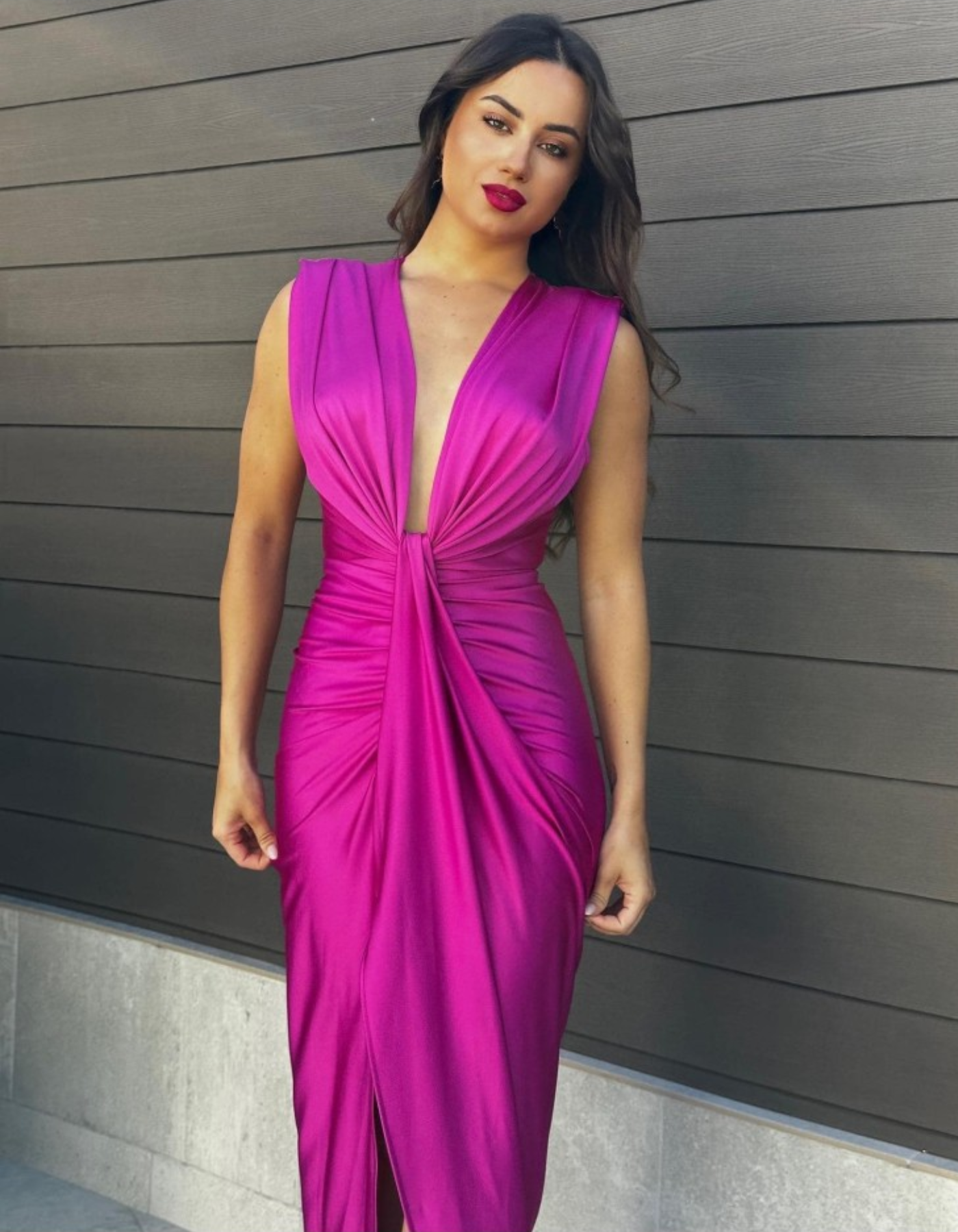 Elisaveta – Draped plunge elegance – Evening dress-15173074452864-Santi Vento Atelier