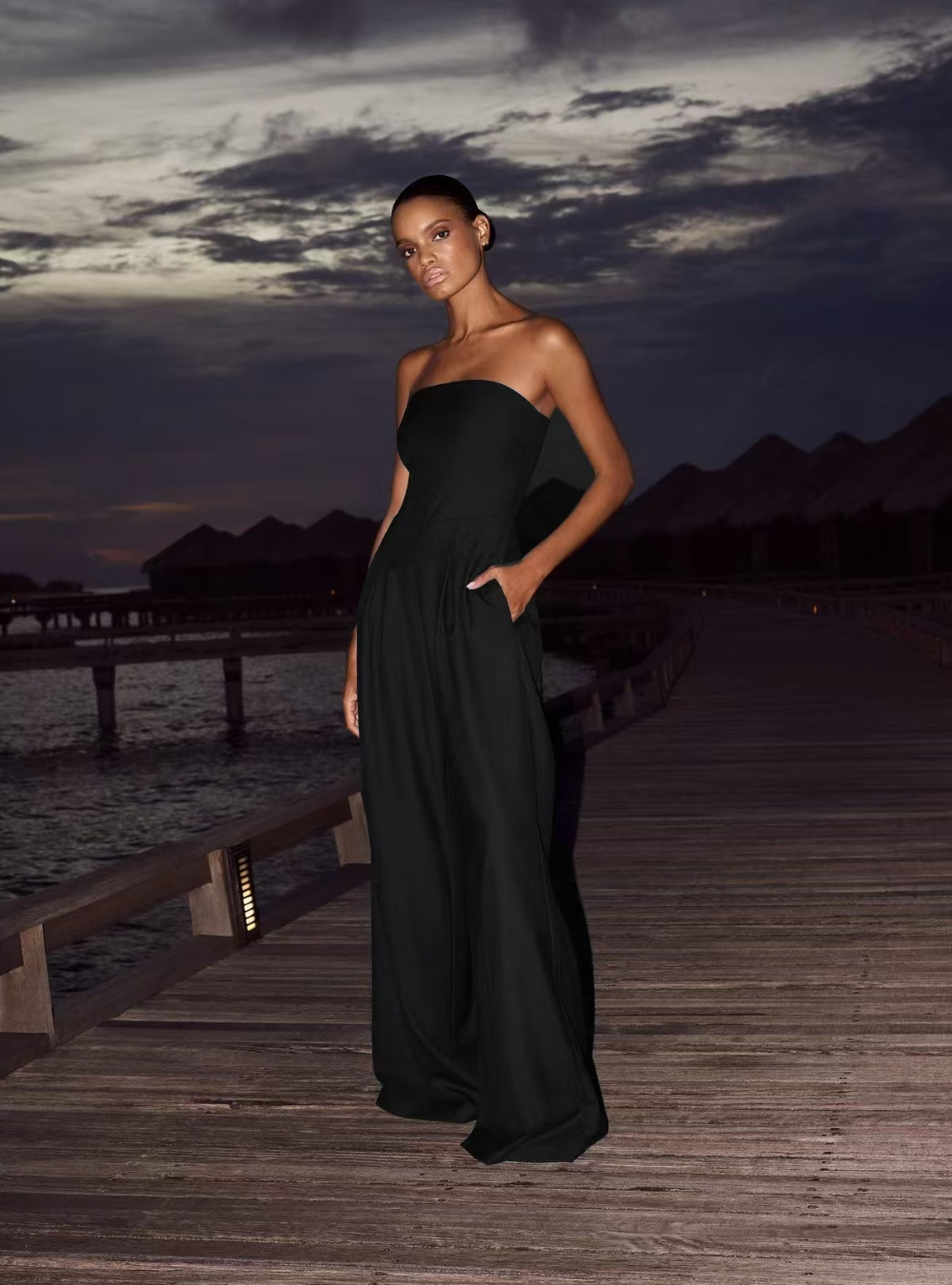 Elisavie – Strapless tailored – Wide leg jumpsuit-15148504383872-Santi Vento Atelier