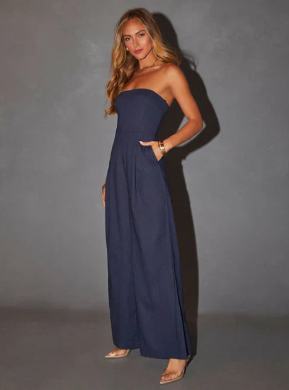 Elisavie – Strapless tailored – Wide leg jumpsuit-15148504383872-Santi Vento Atelier