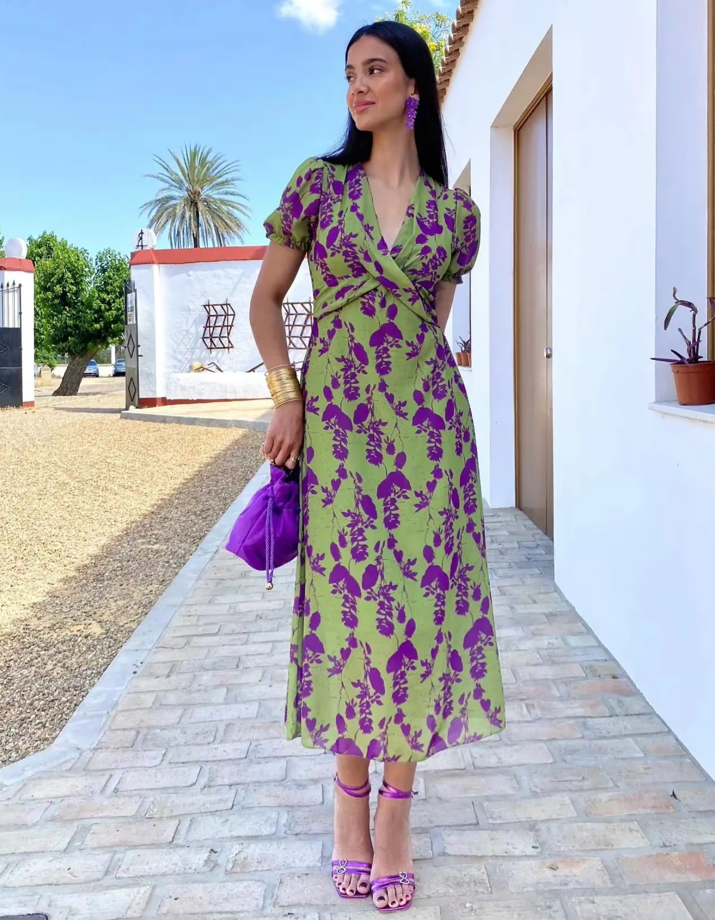 Elvienne – Floral wrap design – Midi dress-15157769404800-Santi Vento Atelier