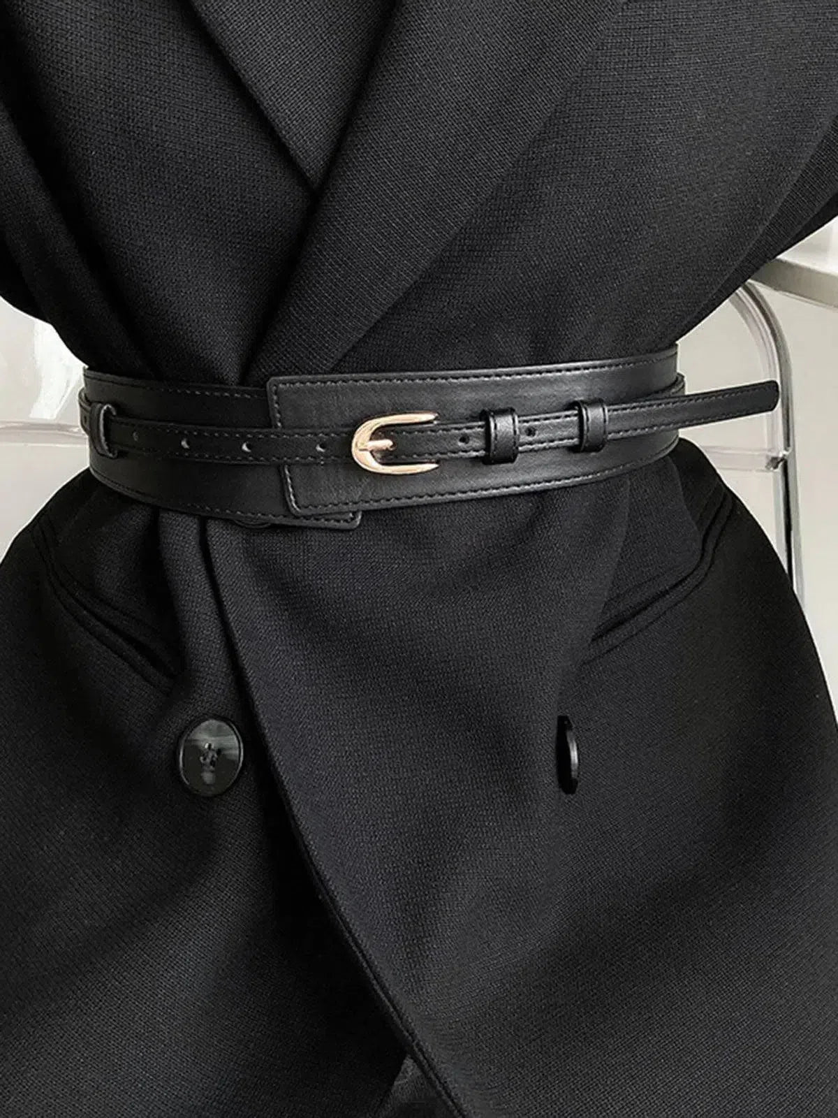 Esmarie – Matte black finish – Leather belt-15137955840384-Santi Vento Atelier