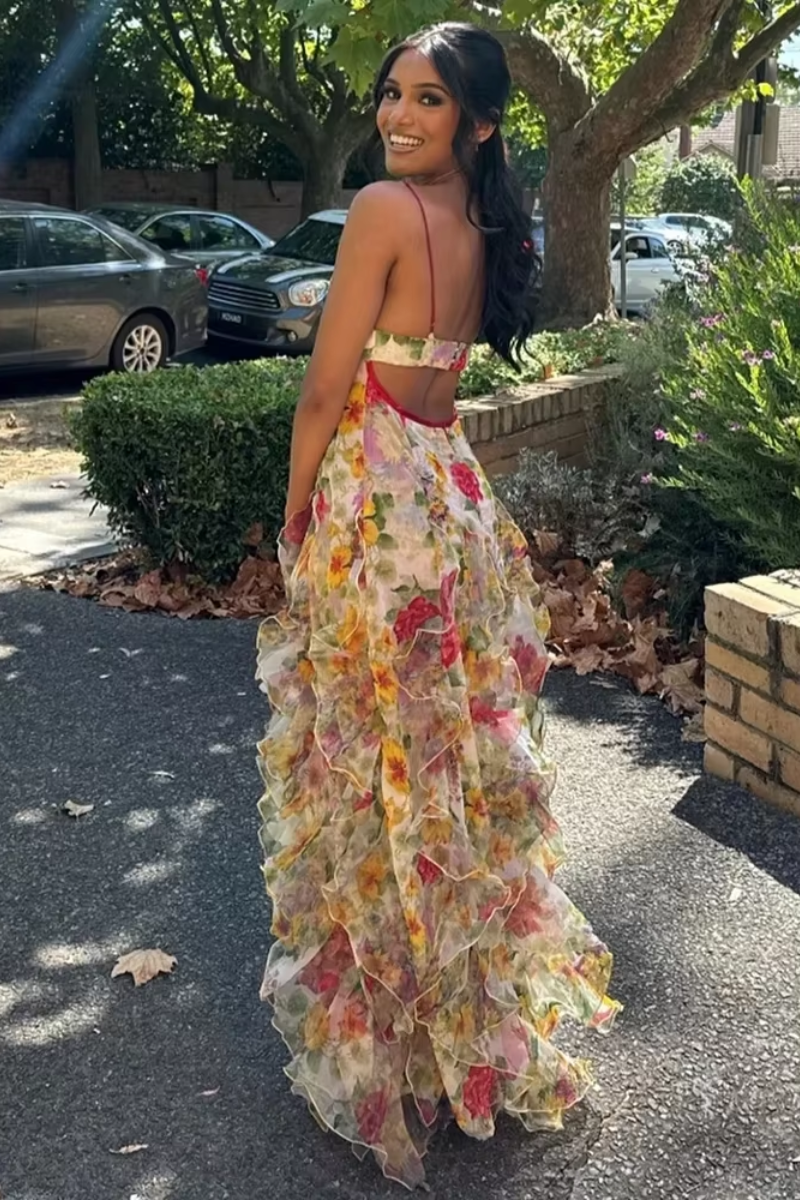 Fiorella – Floral print – Ruffled maxi dress-15139767157120-Santi Vento Atelier