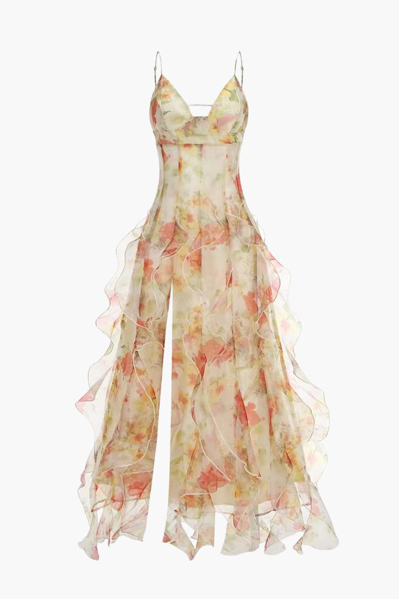 Fiorella – Floral print – Ruffled maxi dress-15139767157120-Santi Vento Atelier
