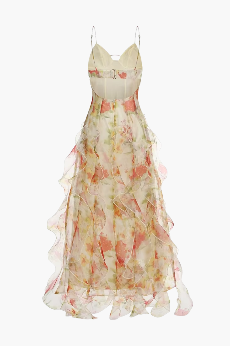 Fiorella – Floral print – Ruffled maxi dress-15139767157120-Santi Vento Atelier