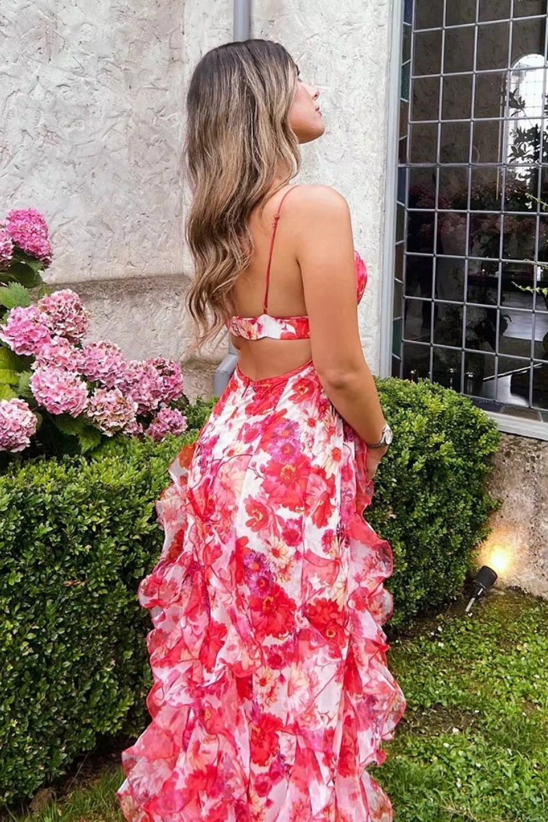 Fiorella – Floral print – Ruffled maxi dress-15139767157120-Santi Vento Atelier