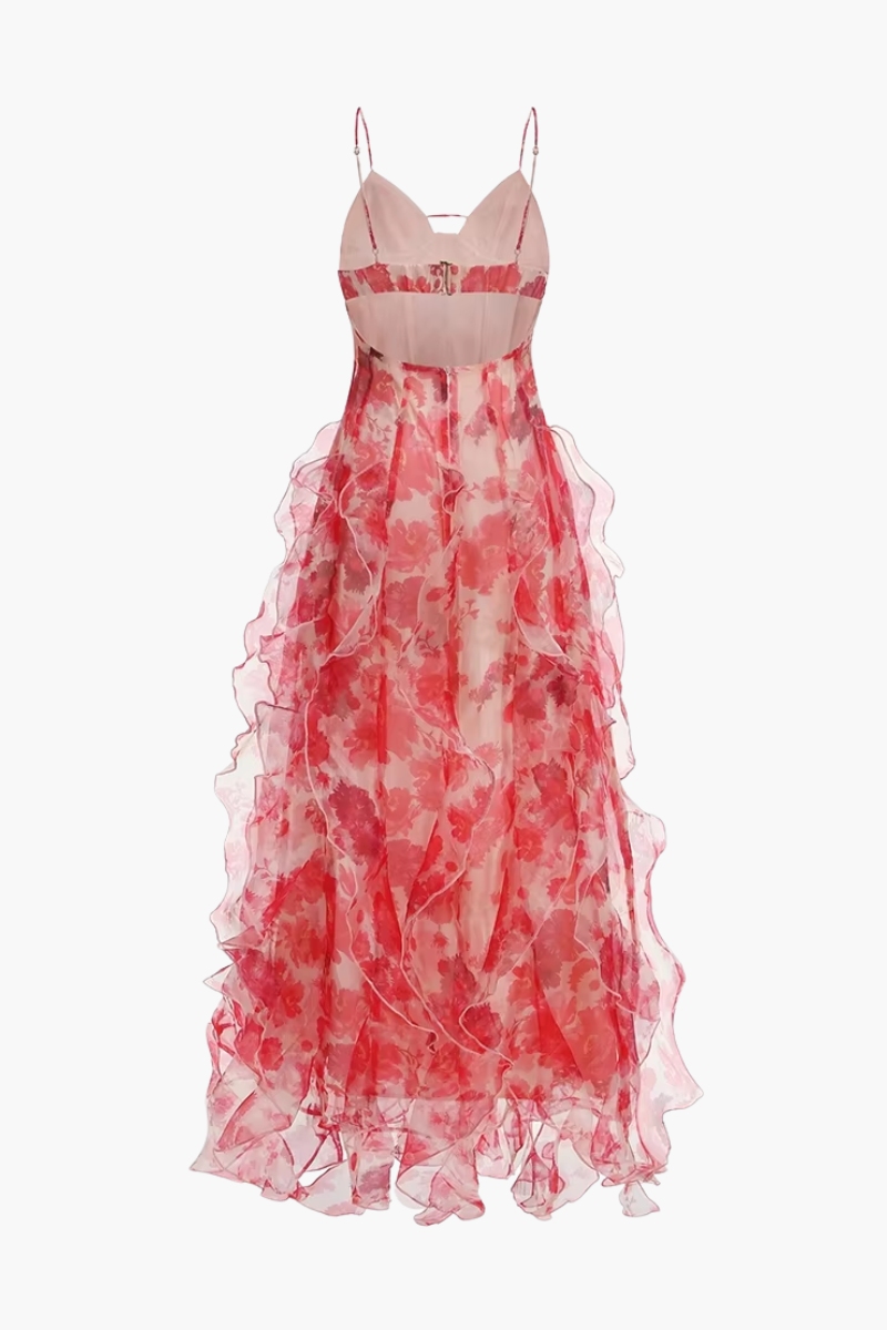 Fiorella – Floral print – Ruffled maxi dress-15139767157120-Santi Vento Atelier