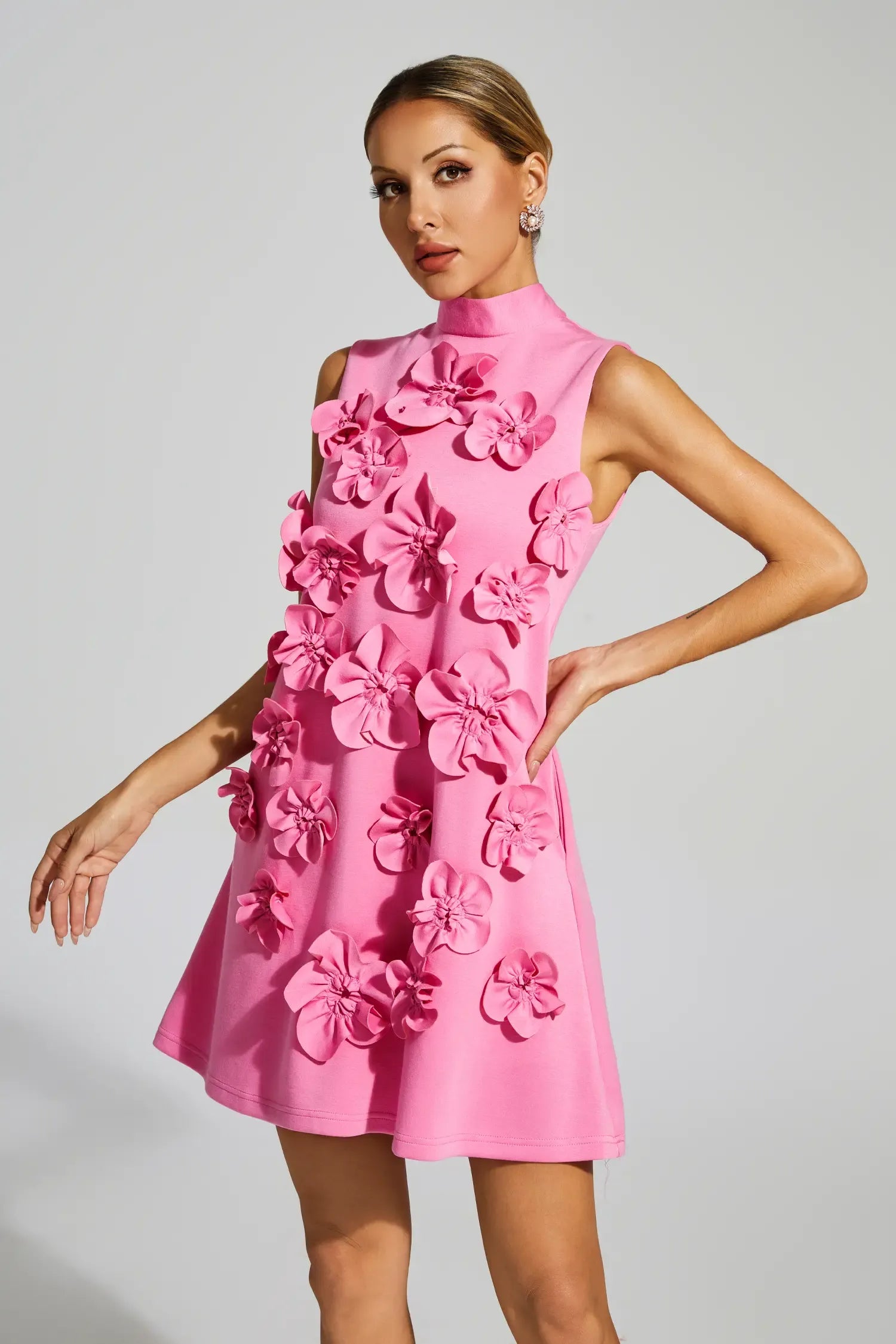 Fiorélline – Sculpted florals – Sleeveless mini dress-15155707937152-Santi Vento Atelier