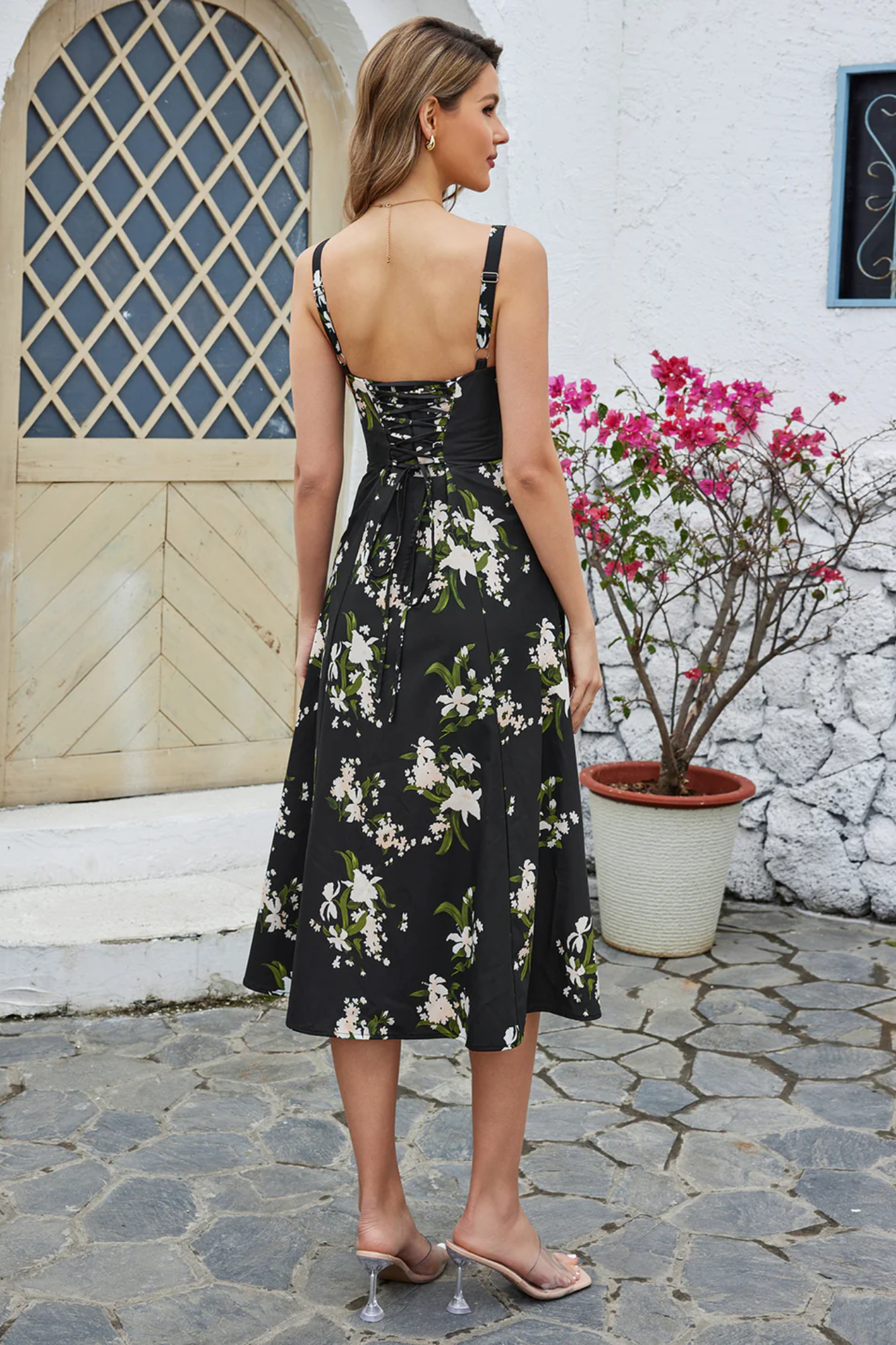 Fiorena – Ditsy bloom charm – Sweetheart midi dress-15148418597248-Santi Vento Atelier