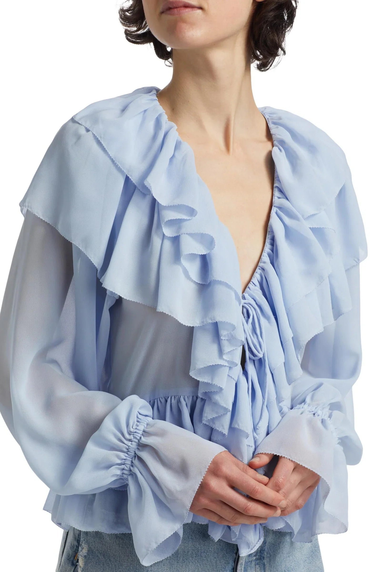 Fioretti – Cascading ruffles – Sheer chiffon blouse-15150417248640-Santi Vento Atelier