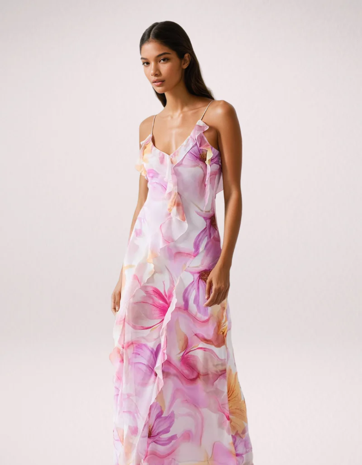 Floravienne – Ruffled edge – Floral maxi dress-15151055602048-Santi Vento Atelier