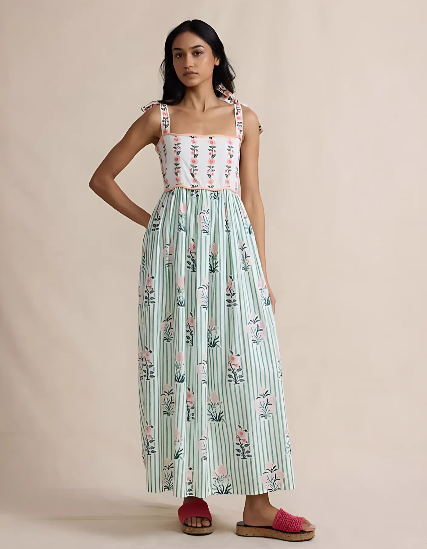 Floréelle – Hand-block print charm – Maxi dress-15169141080448-Santi Vento Atelier