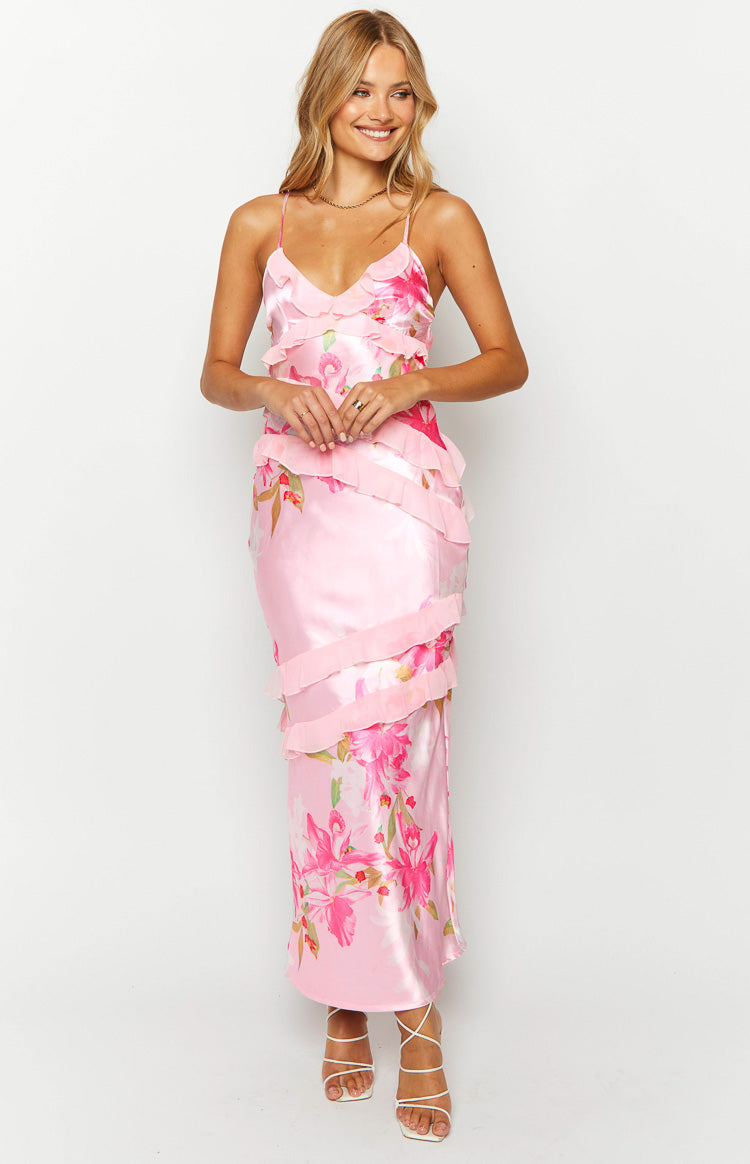 Florézia – Blush petal layers – Ruffle trim maxi dress-15148418498944-Santi Vento Atelier