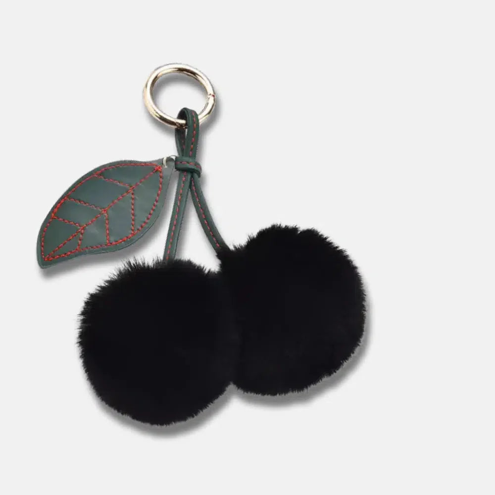 Fluffy Cherry – Playful fuzzy cherry design – Bag charm-15137985266048-Santi Vento Atelier