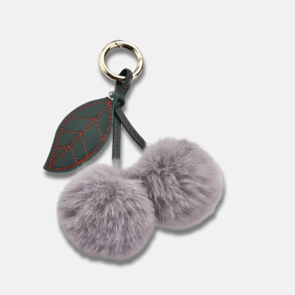 Fluffy Cherry – Playful fuzzy cherry design – Bag charm-15137985266048-Santi Vento Atelier