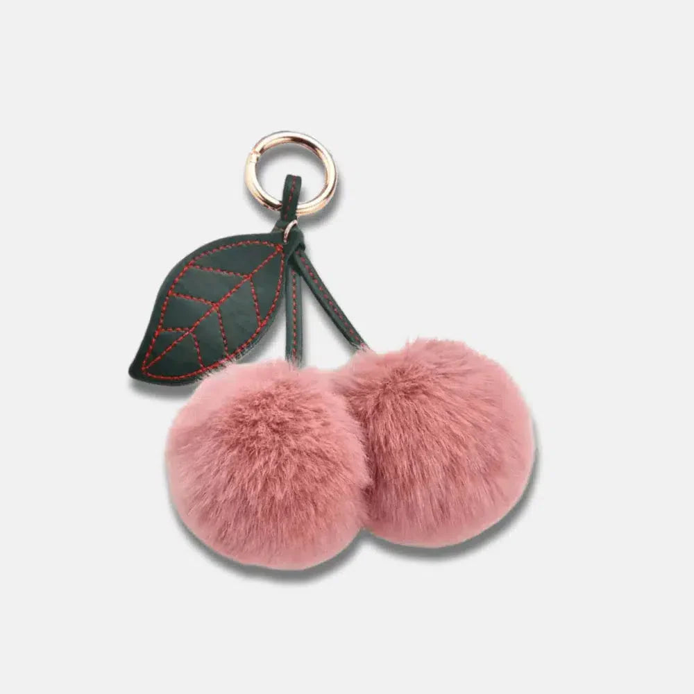 Fluffy Cherry – Playful fuzzy cherry design – Bag charm-15137985266048-Santi Vento Atelier