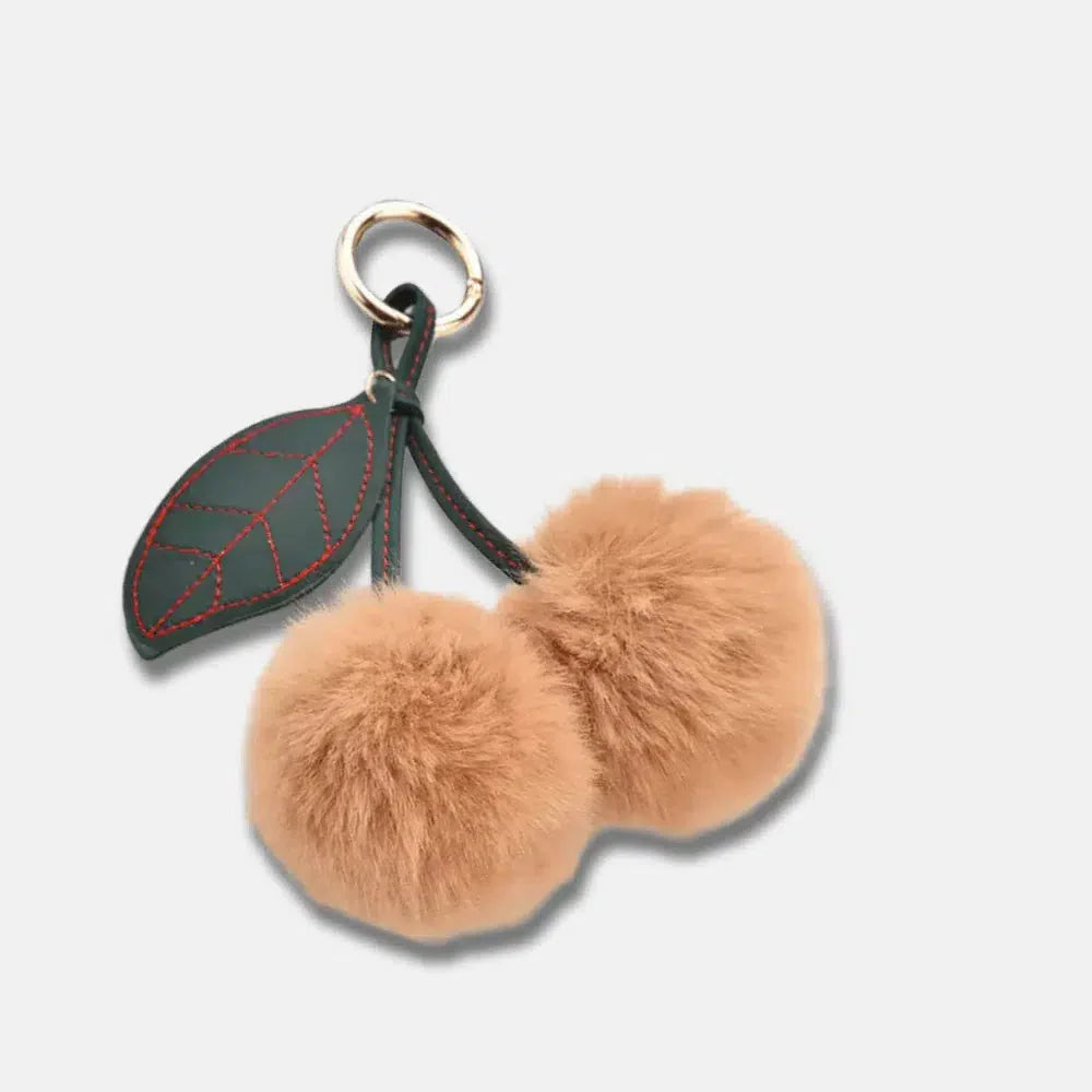 Fluffy Cherry – Playful fuzzy cherry design – Bag charm-15137985266048-Santi Vento Atelier
