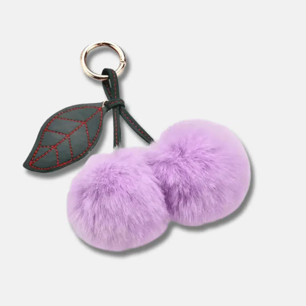 Fluffy Cherry – Playful fuzzy cherry design – Bag charm-15137985266048-Santi Vento Atelier