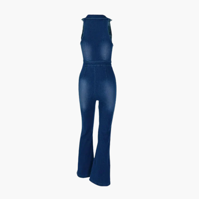 Gabrielle – V-neckline – Denim jumpsuit-15140896375168-Santi Vento Atelier
