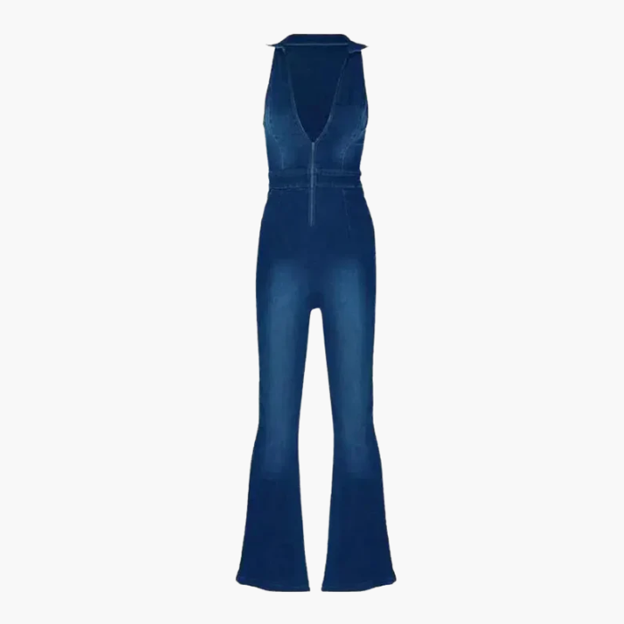 Gabrielle – V-neckline – Denim jumpsuit-15140896375168-Santi Vento Atelier