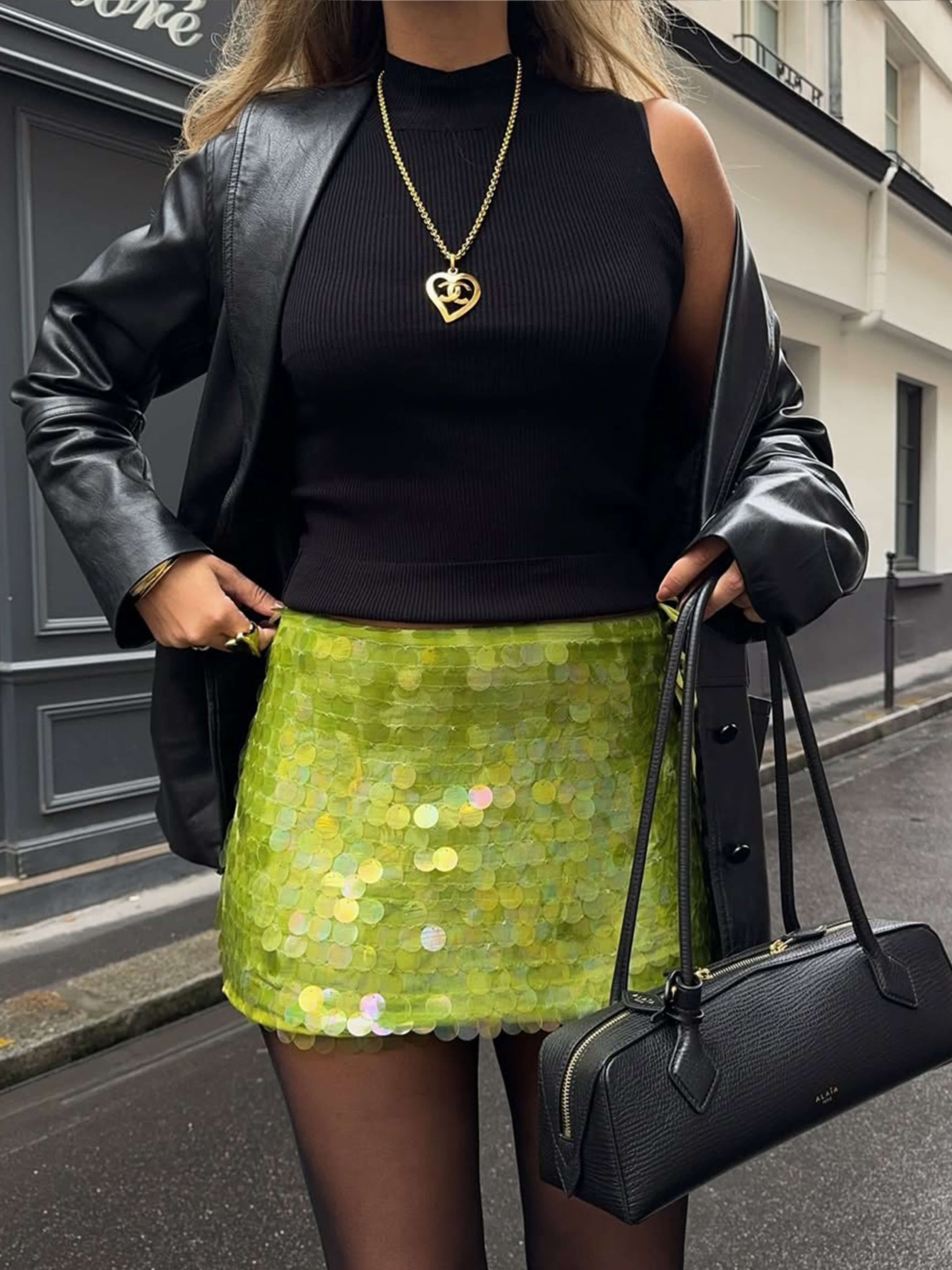 Georgia – Iridescent sequin – Mini skirt-15157939995008-Santi Vento Atelier