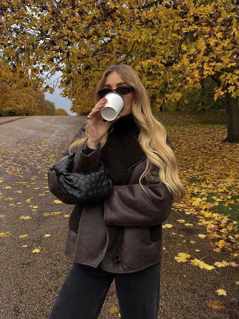 Ginevra – Classic button details – Faux leather jacket-15137995686272-Santi Vento Atelier