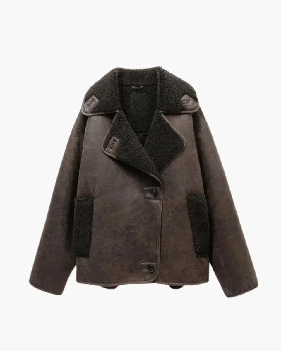 Ginevra – Classic button details – Faux leather jacket-15137995686272-Santi Vento Atelier