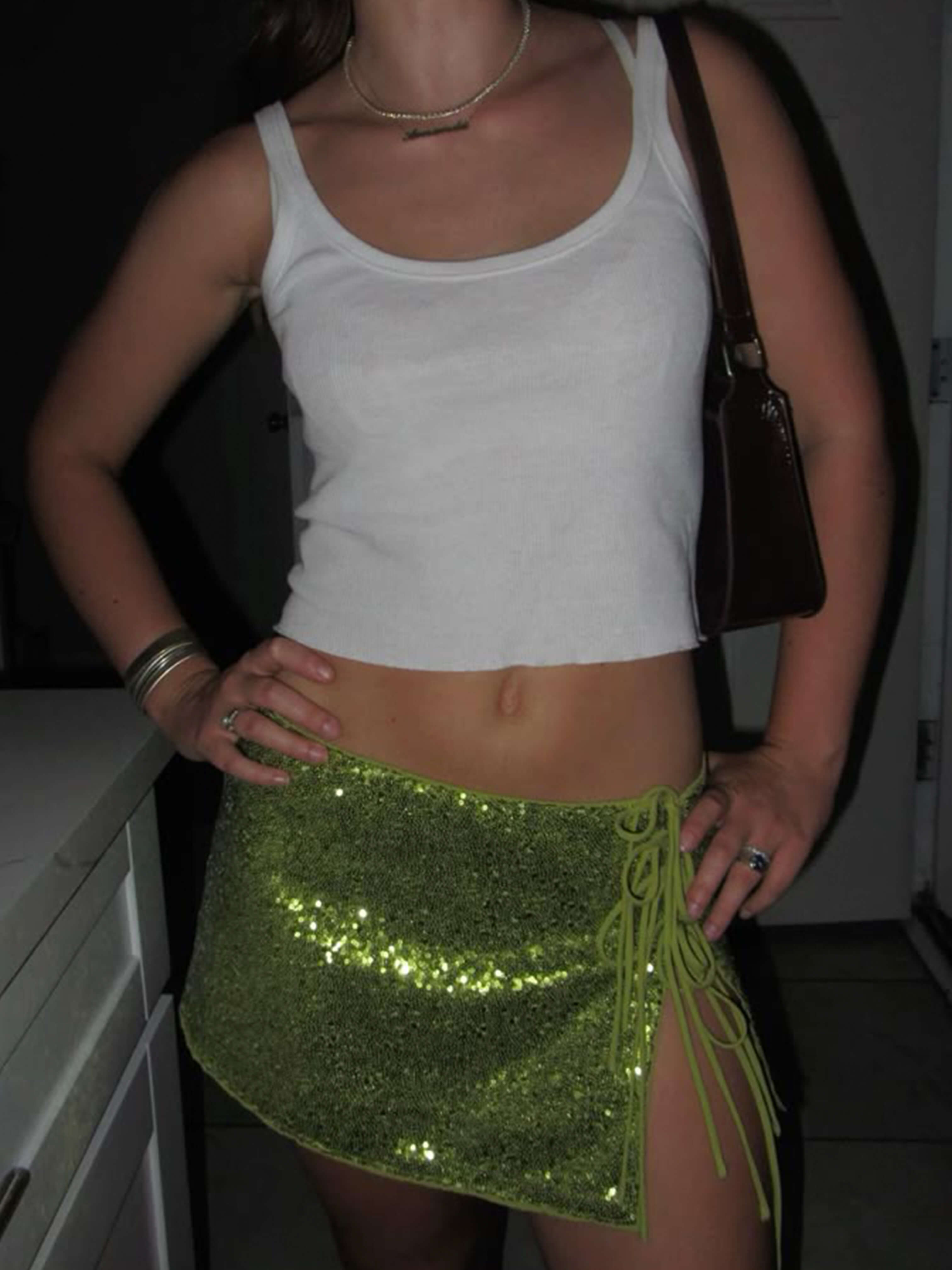 Giorvetta – Sequin tie-side – Mini skirt-15157939601792-Santi Vento Atelier