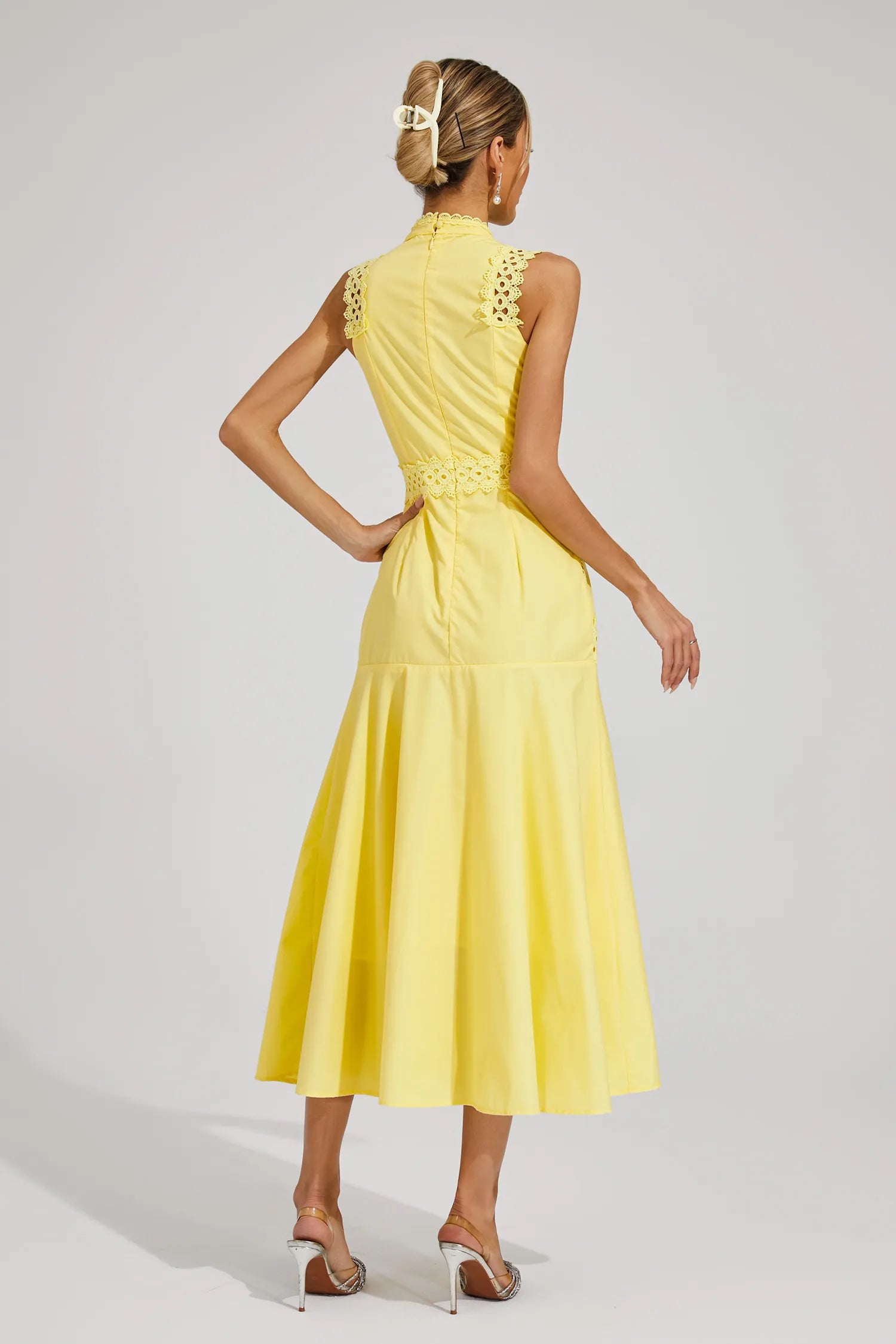 Gracia – Lace panel – Pleated midi dress-15146315612544-Santi Vento Atelier