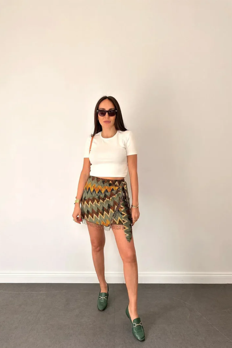 Ida – Unique design – Printed knot mini skirt-15140933599616-Santi Vento Atelier