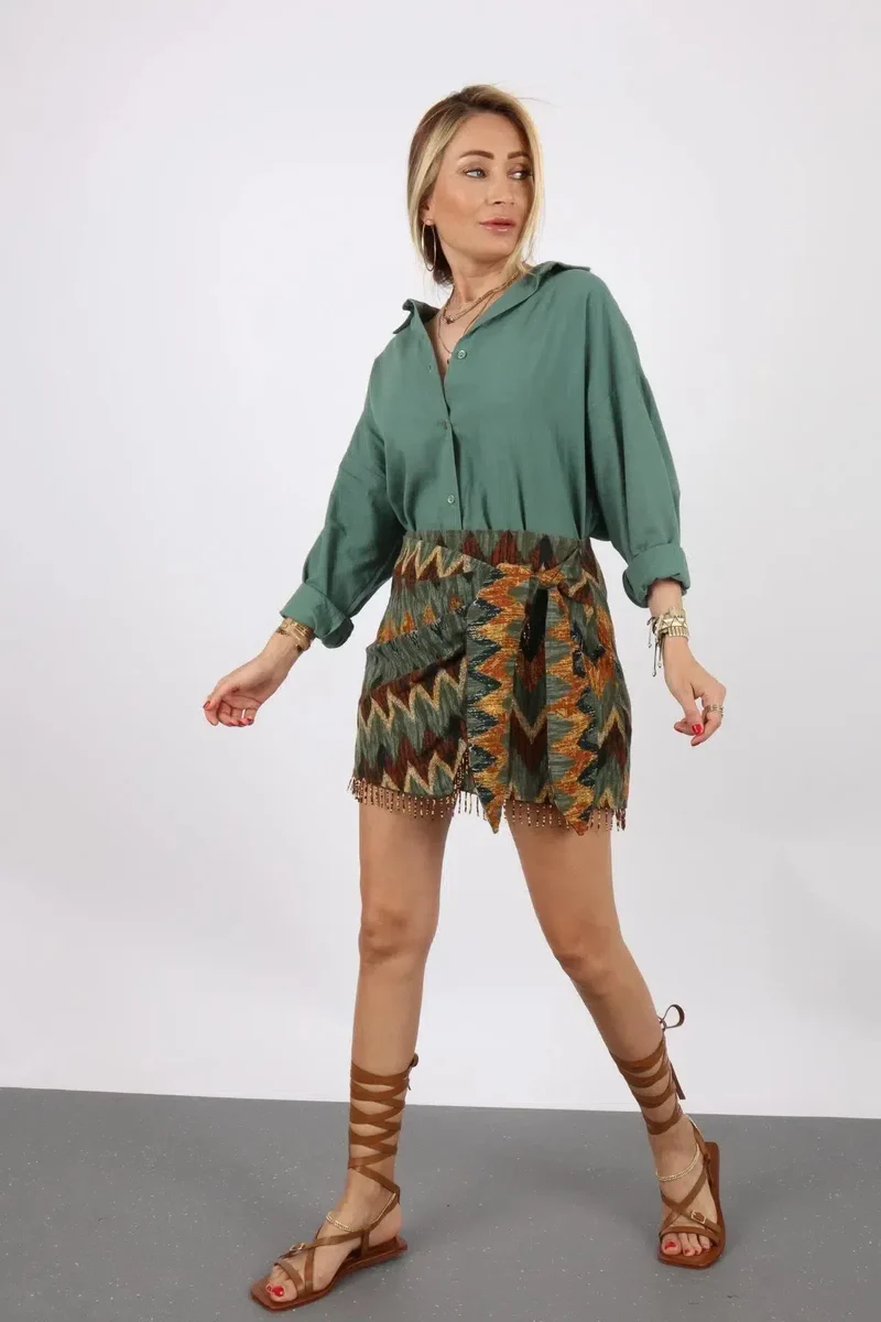 Ida – Unique design – Printed knot mini skirt-15140933599616-Santi Vento Atelier