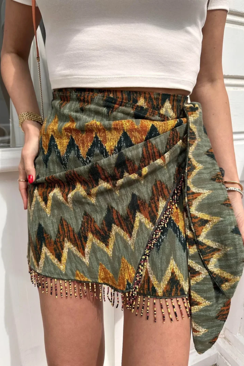 Ida – Unique design – Printed knot mini skirt-15140933599616-Santi Vento Atelier