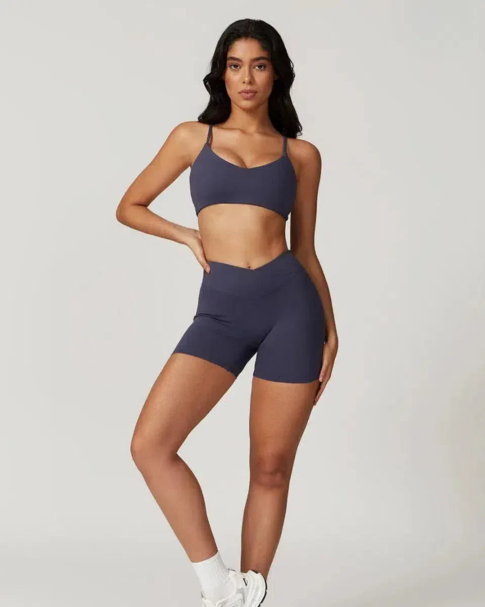 Idalia – V-waist design – Sports bra & shorts set-15138003026304-Santi Vento Atelier