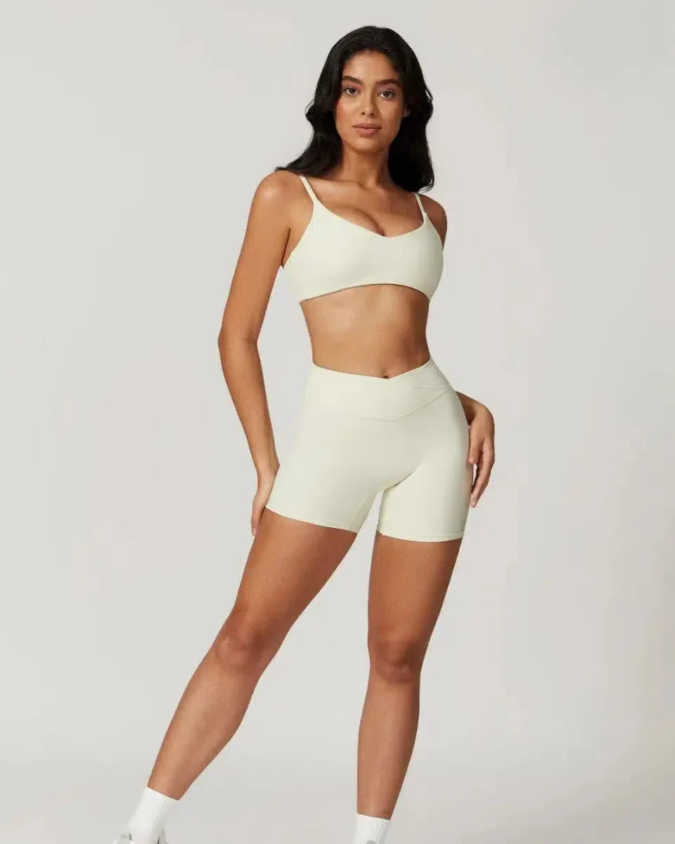 Idalia – V-waist design – Sports bra & shorts set-15138003026304-Santi Vento Atelier