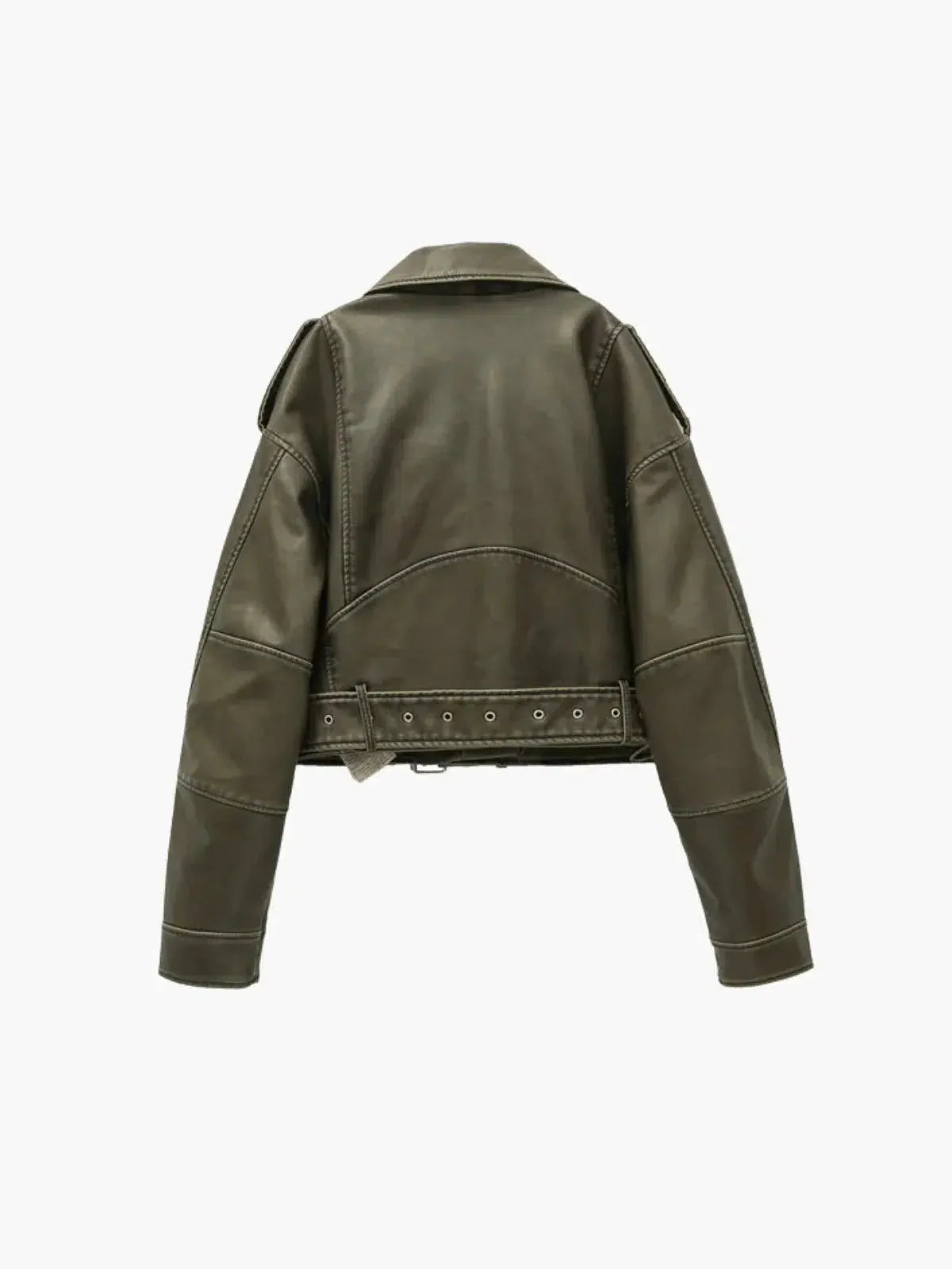 Isla – Cropped fitted design – Belted biker jacket-15137995555200-Santi Vento Atelier