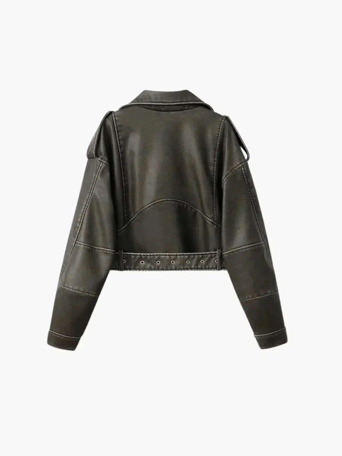 Isla – Cropped fitted design – Belted biker jacket-15137995555200-Santi Vento Atelier