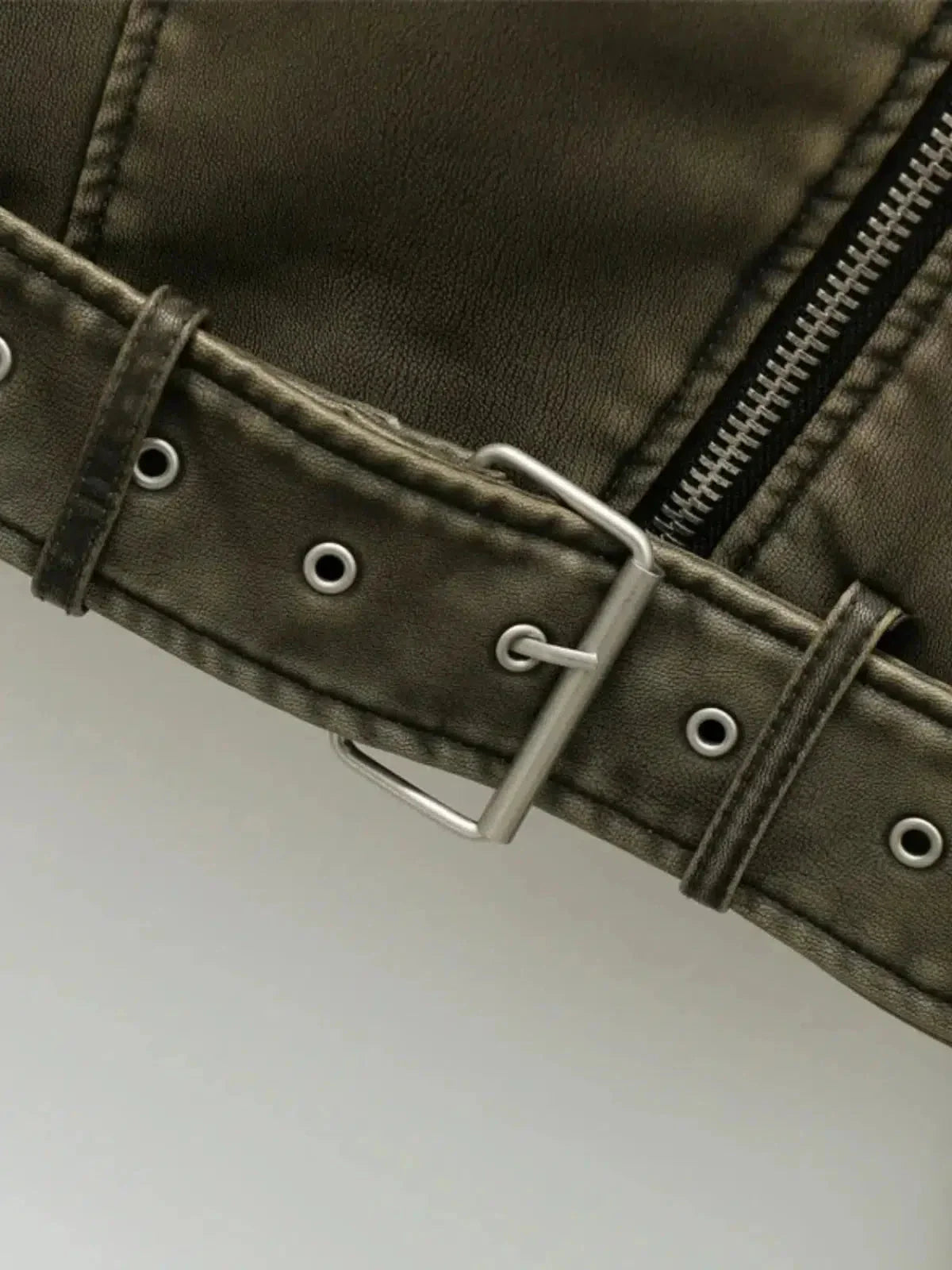 Isla – Cropped fitted design – Belted biker jacket-15137995555200-Santi Vento Atelier