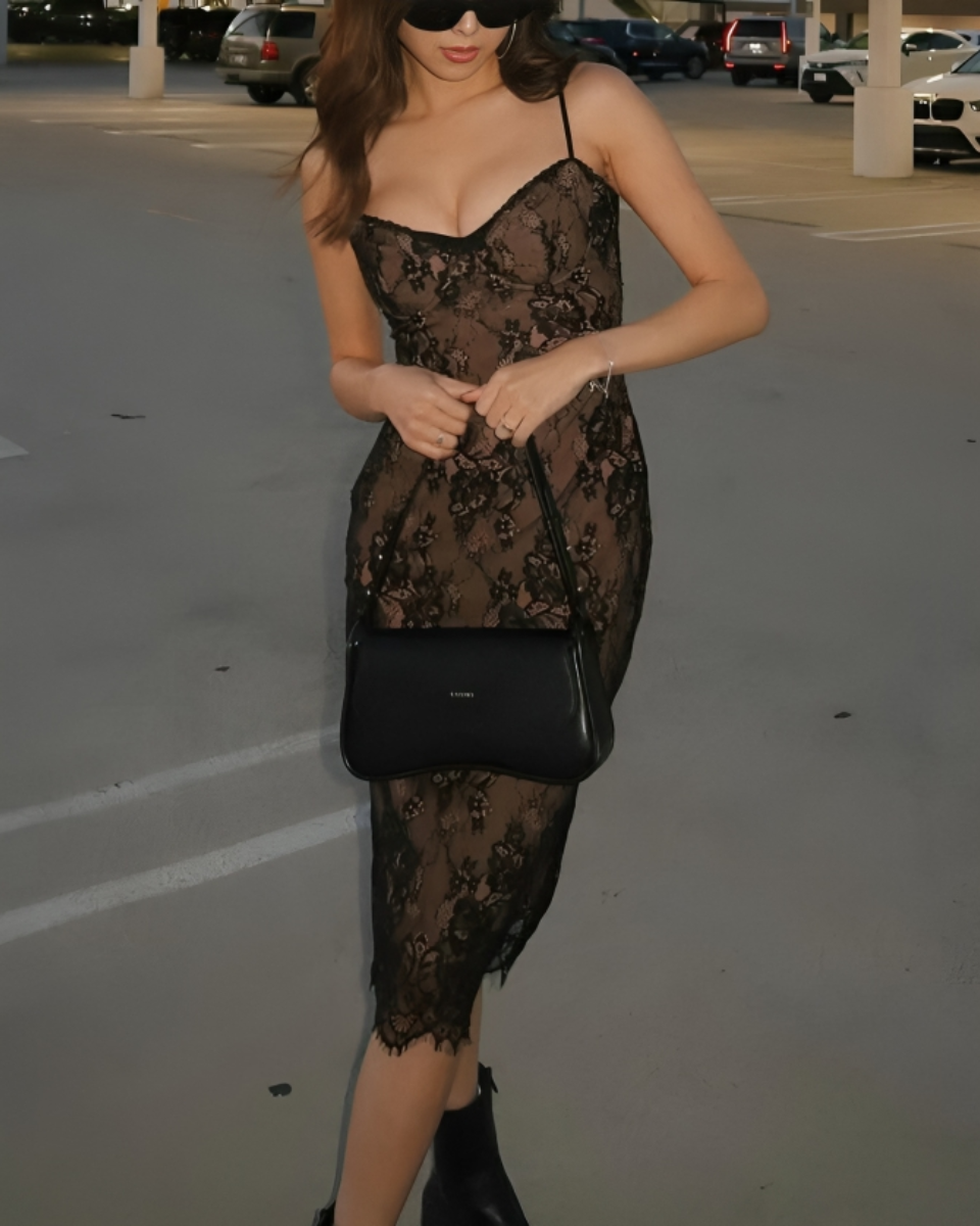 Ivana – Delicate lace overlay – Midi dress-15139771613568-Santi Vento Atelier