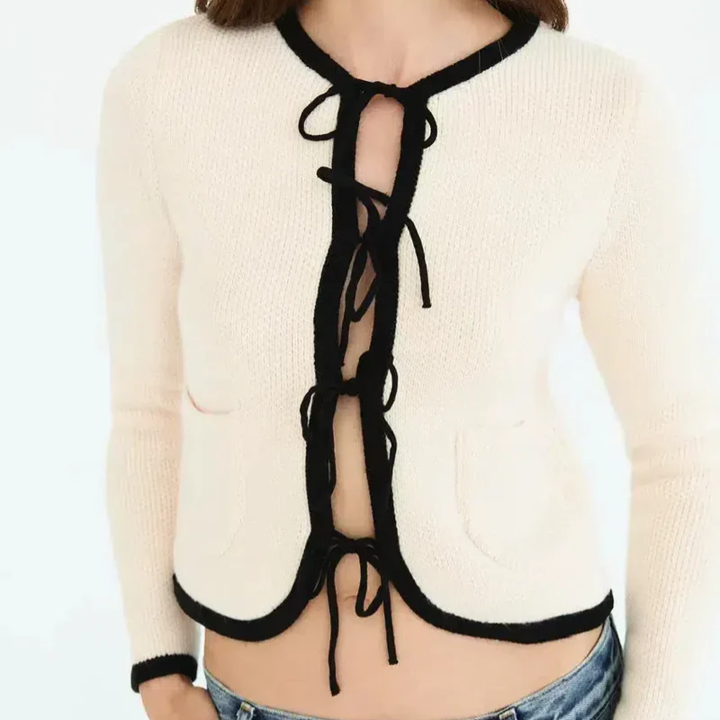 Josette – Bow accents – Chic cardigan-15140898177408-Santi Vento Atelier