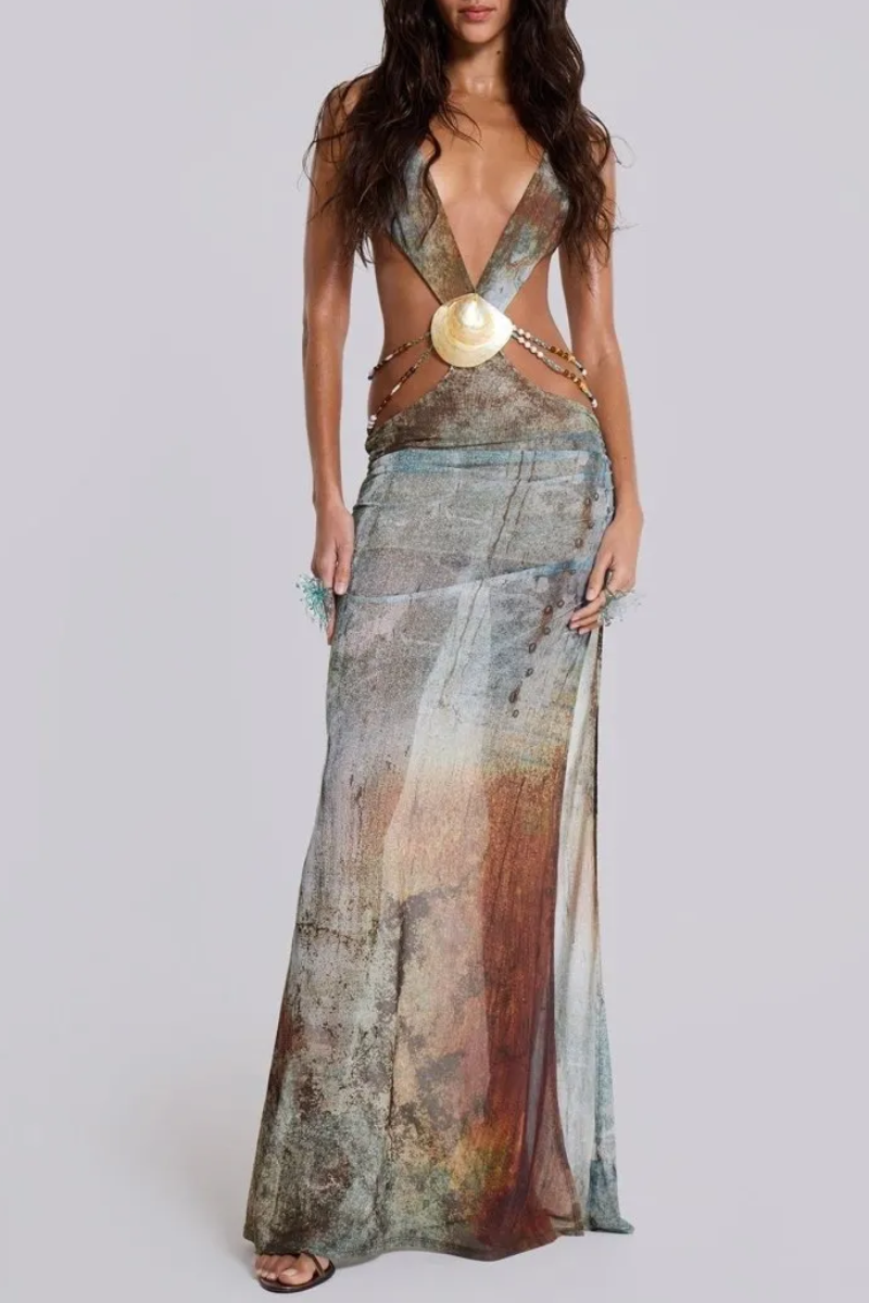 Julia – Printed mesh – Maxi dress-15139767452032-Santi Vento Atelier