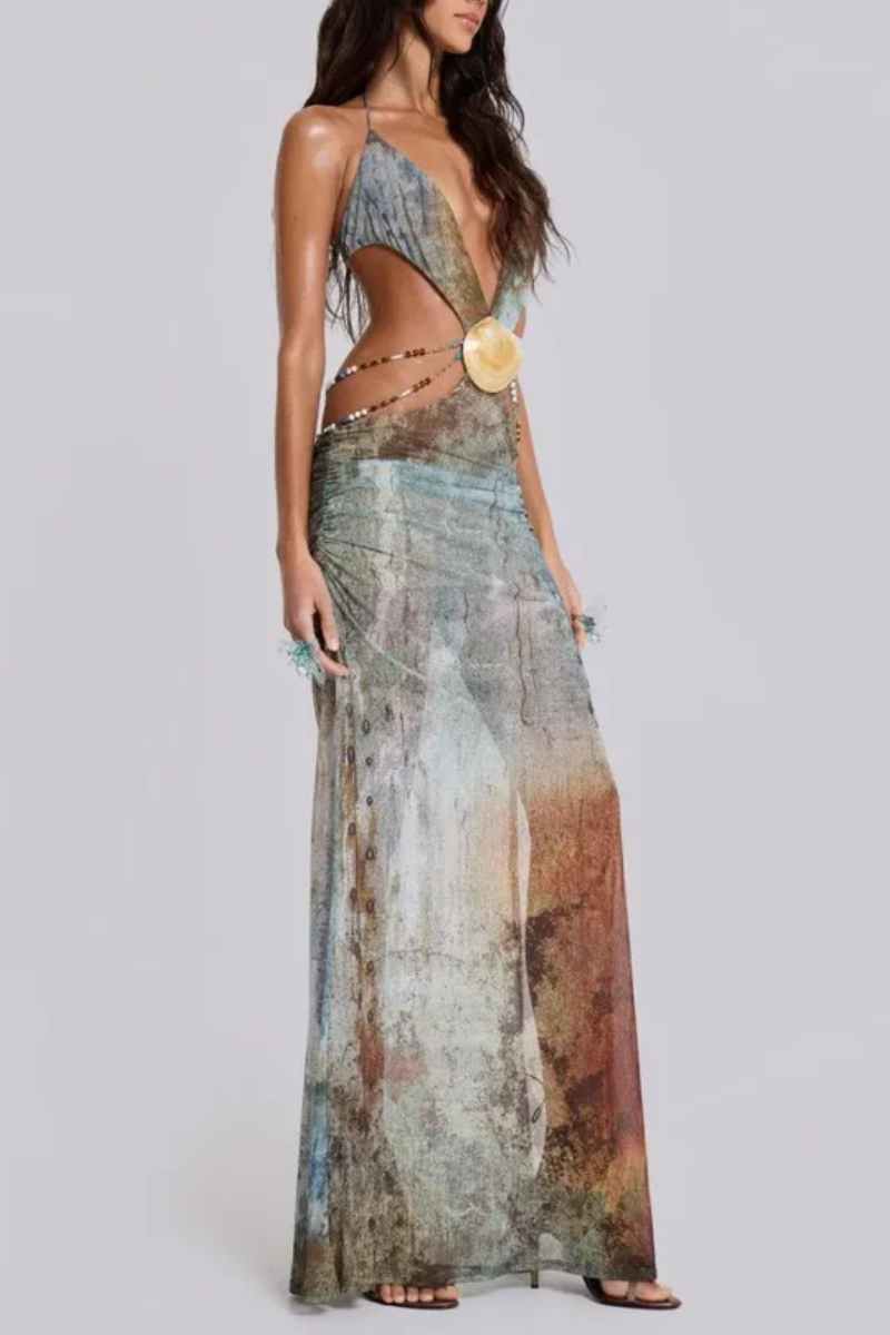 Julia – Printed mesh – Maxi dress-15139767452032-Santi Vento Atelier