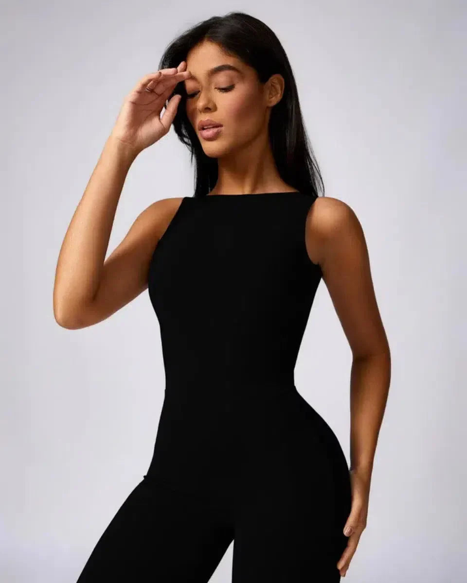 Kalani – Open-back design – Workout jumpsuit-15137997062528-Santi Vento Atelier