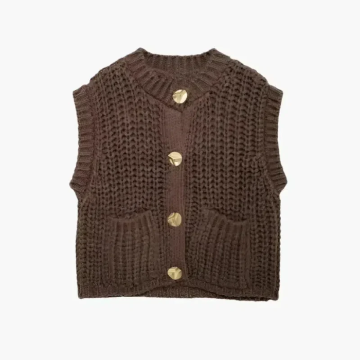 Leonelle – Button detailing – Sweater vest-15140898668928-Santi Vento Atelier